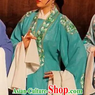 Chinese Shaoxing Opera Diva Costumes The Pearl Tower Apparels Yue Opera Hua Tan Garment Actress Green Dress and Headpieces