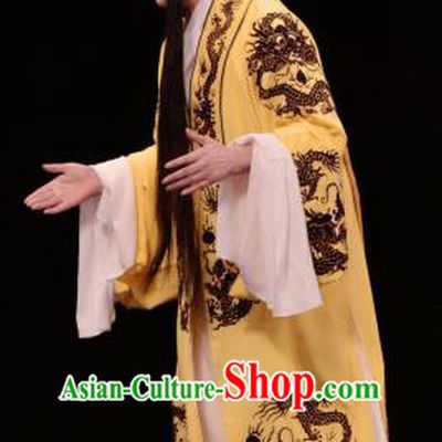The Prophetic Paintings Chinese Kun Opera Xiaosheng Apparels Costumes and Headwear Kunqu Opera Garment Young Male Yellow Clothing