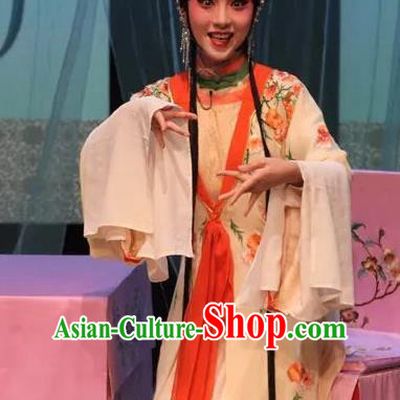 Chinese Kun Opera Diva Young Female Costumes Apparels and Headpieces Before The Fall Traditional Kunqu Opera Actress Fairy Luo Niang Dress Garment
