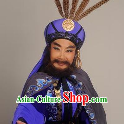 Chinese Shaoxing Opera Donald King Garment Classical Yue Opera Desert Prince Tribal Chief Apparels Purple Costumes and Hat
