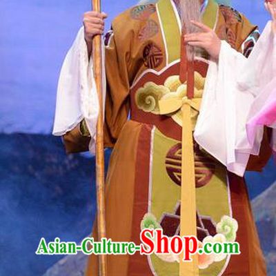Chinese Huangmei Opera Old God Garment Goddess Marriage Costumes and Headwear An Hui Opera Elderly Male Apparels Clothing