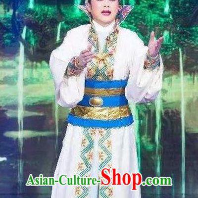 Desert Prince Chinese Shaoxing Opera Male Garment and Hat Classical Yue Opera Luo Lan Nobility Childe Apparels Xiao Sheng Costumes