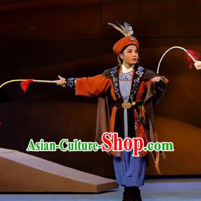 Desert Prince Chinese Shaoxing Opera Martial Male Garment and Hat Classical Yue Opera Wu Sheng Apparels Costumes