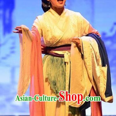 Chinese Huangmei Opera Dame Costumes and Headdress Taibai Drunk Traditional Anhui Opera Actress Dress Garment Young Mistress Apparels