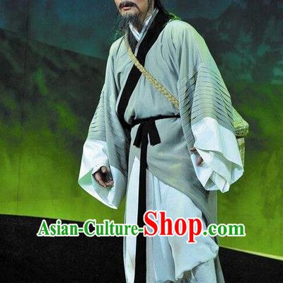Chinese Huangmei Opera Elderly Male Costumes and Headwear Li Shizhen An Hui Opera Apparels Pharmacist Clothing