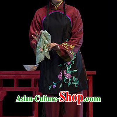Chinese Huangmei Opera Hostess Garment Costumes and Headdress Luo Pa Ji Traditional Anhui Opera Young Female Dress Apparels