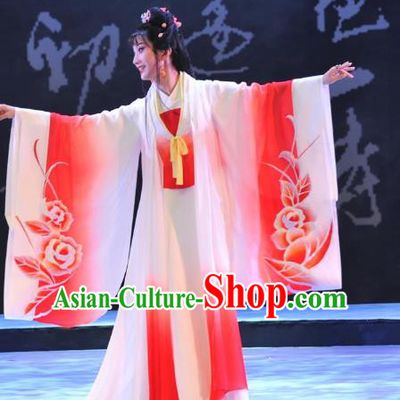 Chinese Huangmei Opera Young Female Hua Tan Garment Costumes and Headpieces Su Dongpo Traditional Anhui Opera Diva Dress Apparels