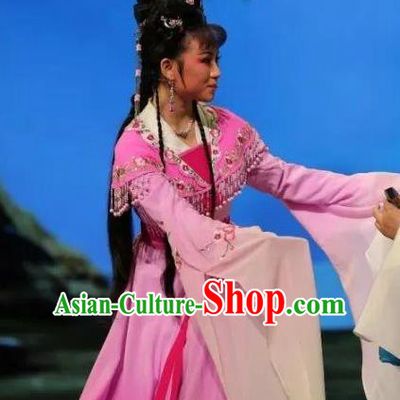 Chinese Huangmei Opera Daughter of Dragon Garment Costumes and Headdress Traditional Anhui Opera Hua Tan Dress Princess Yun Hua Apparels