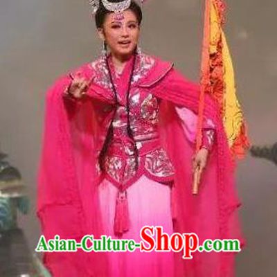 Chinese Huangmei Opera Wudan Daughter of Dragon Garment Costumes and Headpieces Traditional Anhui Opera Swordsplay Female Dress Apparels