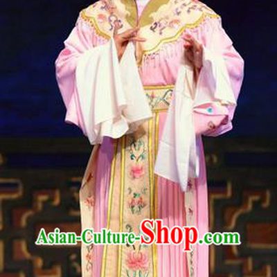 Chinese Huangmei Opera Young Lady Garment Costumes and Headdress Female Consort Prince Traditional Anhui Opera Actress Princess Pink Dress Apparels
