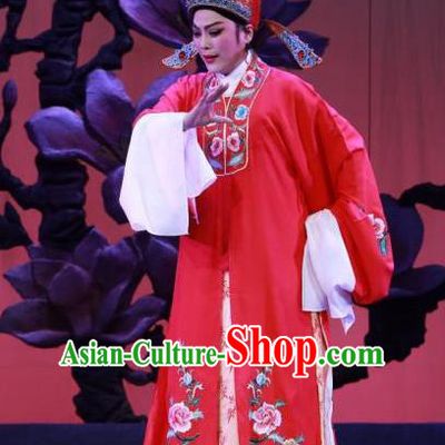 The Bridal Chamber Chinese Shaoxing Opera Bridegroom Garment and Hat Classical Yue Opera Xiao Sheng Apparels Young Male Costumes