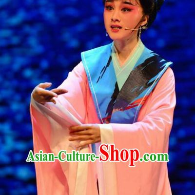 Chinese Huangmei Opera Young Lady Costumes and Headpieces Taibai Drunk Traditional Anhui Opera Princess Yu Zhen Dress Garment Apparels