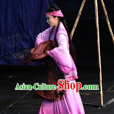 Chinese Huangmei Opera Young Lady Garment Costumes and Headpieces Xiao Qiao Chu Jia Traditional Anhui Opera Actress Diva Dress Apparels