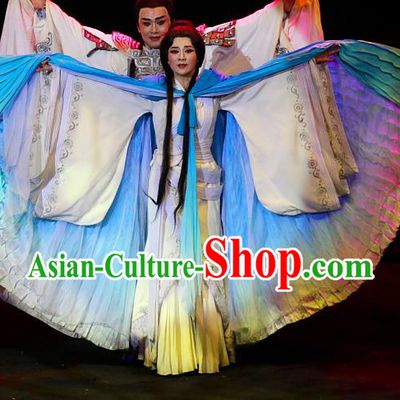 Chinese Huangmei Opera Actress Diva Garment Costumes and Headpieces Xiao Qiao Chu Jia Traditional Anhui Opera Young Female Dress Apparels