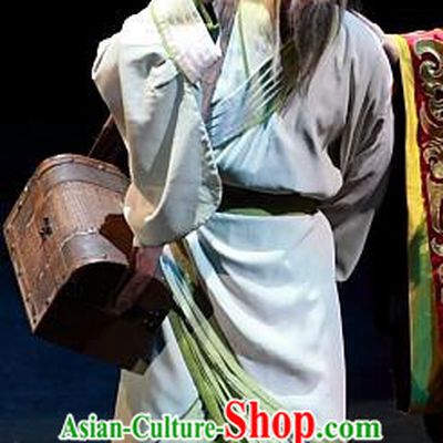 Chinese Huangmei Opera Old Man Xiao Qiao Chu Jia Costumes and Headwear An Hui Opera Elderly Male Apparels Clothing