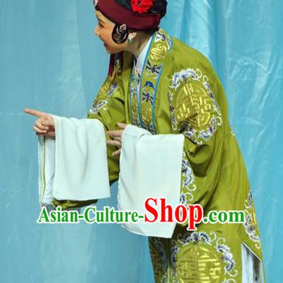 Chinese Shaoxing Opera Elderly Female Dress The Jade Hairpin Yue Opera Costumes Apparels Old Woman Green Garment and Hair Accessories