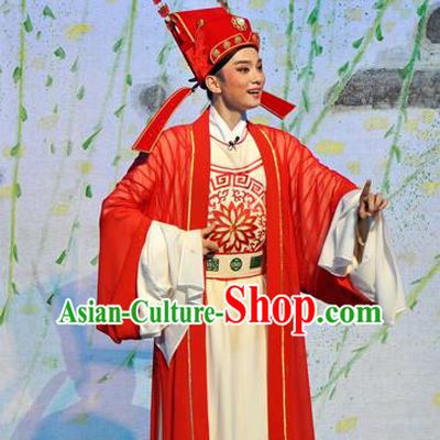 Chinese Huangmei Opera Scholar Costumes and Headwear Chun Jiang Yue An Hui Opera Xiaosheng Apparels Niche Clothing