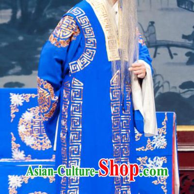 Geng Niang Chinese Ping Opera Elderly Male Costumes and Headwear Pingju Opera Laosheng Apparels Ministry Councillor Clothing