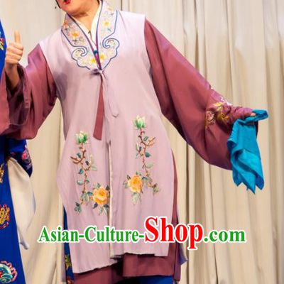 Chinese Ping Opera Geng Niang Costumes Elderly Female Apparels and Headpieces Traditional Pingju Opera Woman Matchmaker Dress Garment