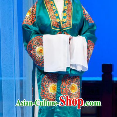 Chinese Ping Opera Pantaloon Costumes and Headdress Traditional Pingju Opera Geng Niang Elderly Female Dress Garment Apparels