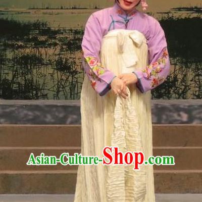 Chinese Ping Opera Distress Female Apparels Costumes and Headdress Traditional Pingju Opera Young Woman Geng Niang Dress Garment