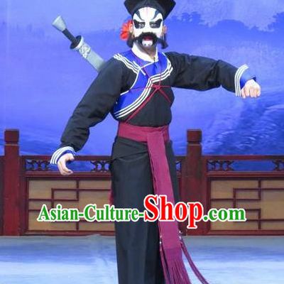 Zhu Hen Ji Chinese Ping Opera Young Male Costumes and Headwear Pingju Opera Wusheng Martial Male Apparels Soldier Clothing