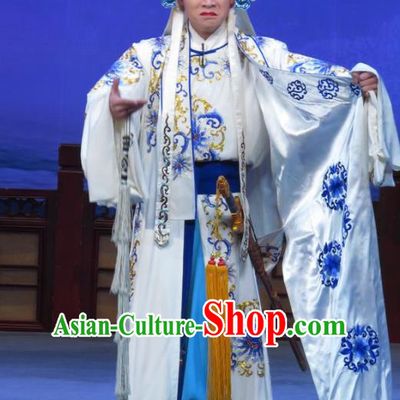 Zhu Hen Ji Chinese Ping Opera Martial Male Costumes and Headwear Pingju Opera Wusheng Apparels Soldier Zhu Chundeng Clothing