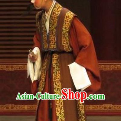 Zhen Zhu Shan Chinese Ping Opera Clown Costumes and Headwear Pingju Opera Ministry Councillor Apparels Clothing
