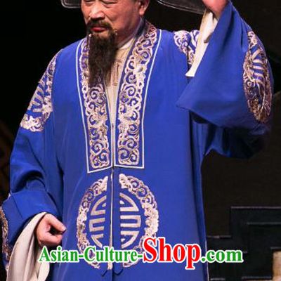 Dream of Red Mansions Chinese Huangmei Opera Old Man Costumes and Headwear Chun Jiang Yue An Hui Opera Official Jia Zheng Apparels Clothing