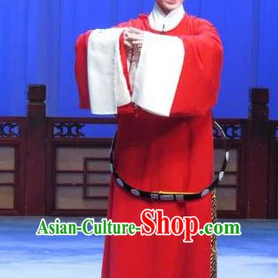 Zhu Hen Ji Chinese Ping Opera Young Male Zhu Chundeng Costumes and Headwear Pingju Opera Xiaosheng Apparels Red Official Clothing