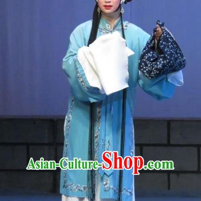 Chinese Ping Opera Yu Gong Case Young Lady Liu Cuiping Garment Costumes and Headdress Traditional Pingju Opera Distress Maiden Dress Apparels