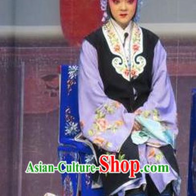 Chinese Ping Opera Dame Yu Gong Case Garment Costumes and Headdress Traditional Pingju Opera Elderly Female Dress Apparels