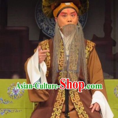 Chinese Ping Opera Elderly Man Costumes and Headwear Yu Gong Case Pingju Opera Laosheng Apparels Clothing