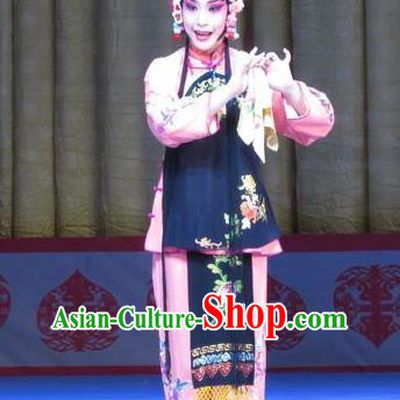 Chinese Ping Opera Servant Girl Garment Costumes and Headdress Jie Nv Qiao Pei Traditional Pingju Opera Xiaodan Li Fengying Dress Apparels