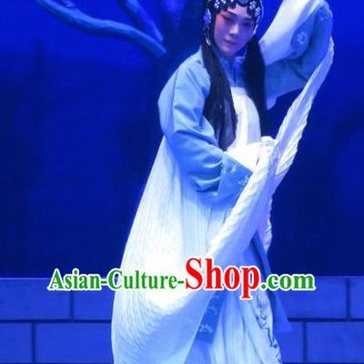 Chinese Ping Opera Distress Female Costumes Apparels and Headdress Bao Gong San Kan Butterfly Dream Traditional Pingju Opera Woman Dress Garment