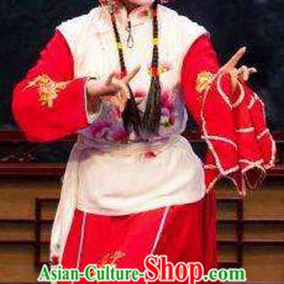 Chinese Ping Opera Young Lady Cha Ping Ji Apparels Costumes and Headpieces Traditional Pingju Opera Xiaodan Maidservant Chun Hong Dress Garment