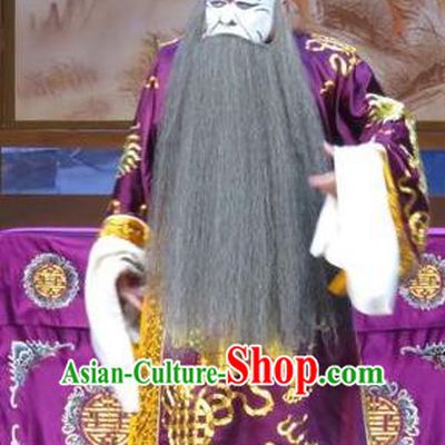Xue Yu Bing Shuang Chinese Ping Opera Treacherous Elderly Male Costumes and Headwear Pingju Opera Laosheng Apparels Landlord Clothing