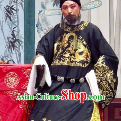Yu He Qiao Chinese Ping Opera Laosheng Costumes and Headwear Pingju Opera Grand Preceptor Apparels Clothing