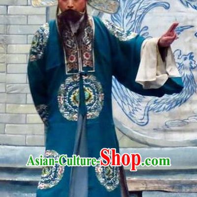 Yu He Qiao Chinese Ping Opera Landlord Costumes and Headwear Pingju Opera Elderly Male Apparels Clothing