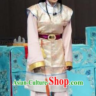 The Wrong Red Silk Chinese Ping Opera Wa Wa Sheng Costumes and Headwear Pingju Opera Young Boy Apparels Clothing