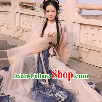 Chinese Traditional Apparels Jin Dynasty Court Infanta Historical Costumes Ancient Palace Princess Embroidered Hanfu Dress for Women
