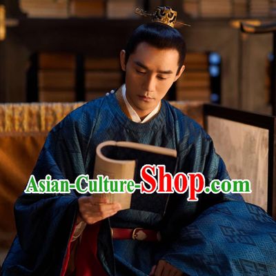 Traditional Chinese Ancient Emperor Historical Costumes Drama Serenade of Peaceful Joy Song Dynasty Renzong Zhao Zhen Garment and Hair Ornament