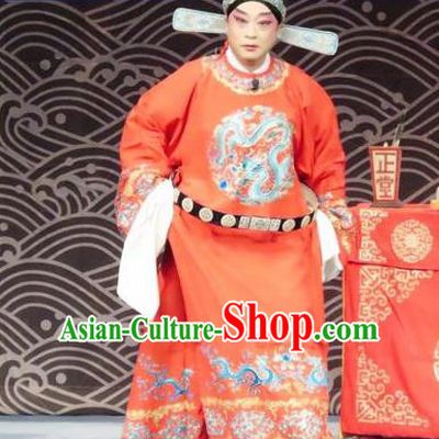 The Wrong Red Silk Chinese Ping Opera Number One Scholar Costumes Pingju Opera Young Male Apparels Niche Official Clothing and Hat