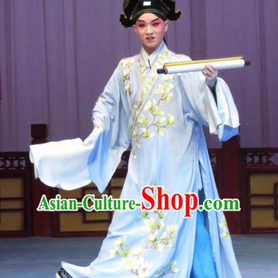 Flower a Matchmaker Chinese Ping Opera Xiaosheng Costumes Pingju Opera Young Male Apparels Scholar Wang Junqing Clothing and Hat