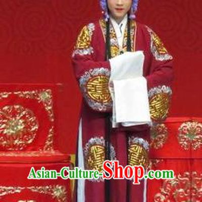 Chinese Ping Opera Bride Flower a Matchmaker Costumes and Headdress Traditional Pingju Opera Hua Tan Red Dress Garment Wedding Apparels