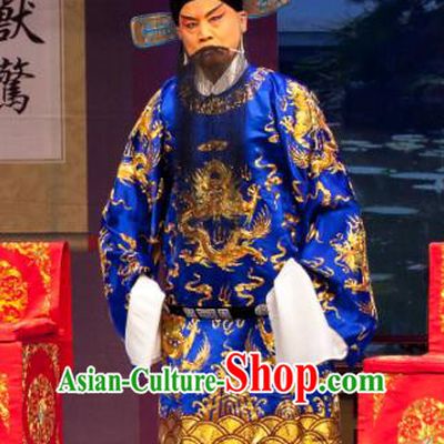 Nao Yan Fu Chinese Ping Opera Elderly Male Costumes and Headwear Pingju Opera Laosheng Apparels Official Clothing