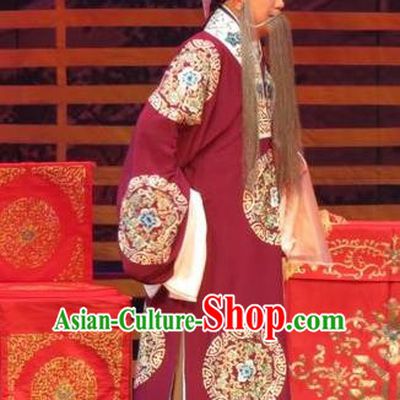 The Five Female Worshipers Chinese Ping Opera Elderly Male Costumes and Headwear Pingju Opera Old Landlord Yang Jikang Apparels Clothing