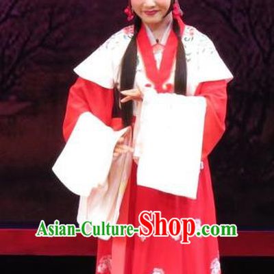 Chinese Ping Opera Xiaodan Apparels Costumes and Headpieces The Five Female Worshipers Traditional Pingju Opera Young Lady Cui Yun Red Dress Garment