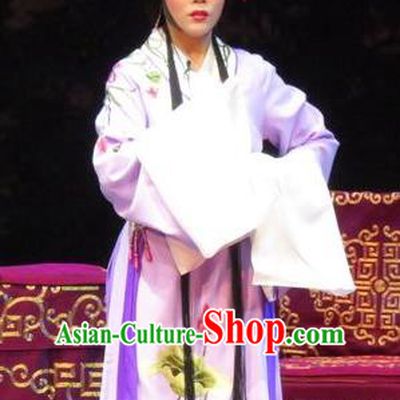 Chinese Ping Opera Actress Apparels Costumes and Headpieces The Five Female Worshipers Traditional Pingju Opera Hua Tan Purple Dress Diva Garment