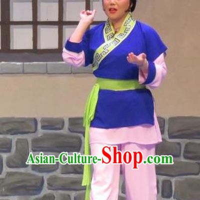 Chinese Ping Opera Country Woman Apparels Costumes and Headpieces Legend of Love Traditional Pingju Opera Diva Dress Garment